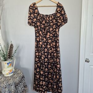 XL Black Floral Maxi Dress